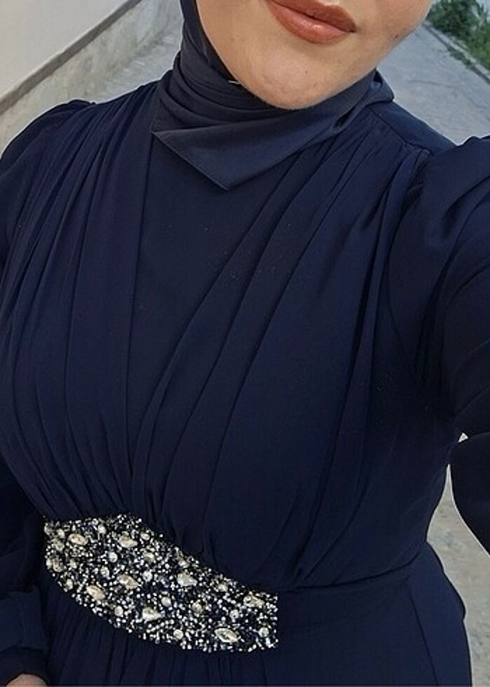 Lacivert tesettür abiye - Görsel 2