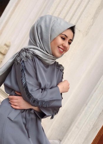 38 Beden Gri Drapeli Uzun Kollu Kadın abaya