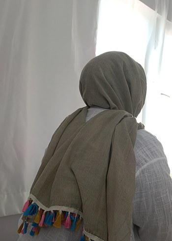 Beden Püsküllü Gri Bohem Kadın Şal