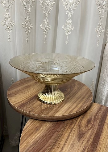 Bej Parlak Soyut Desenli Çağdaş Tabak - Görsel 2