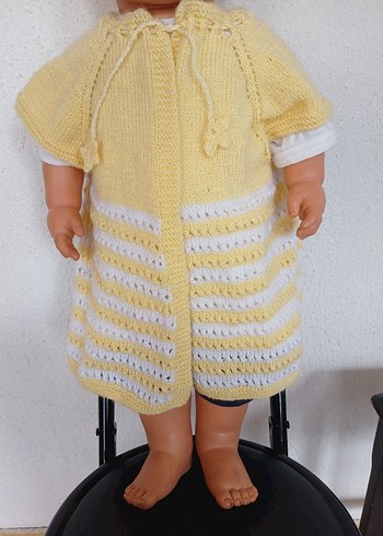 Kız Çocuk Sarı Örgü Kolsuz Hırka - Görsel 6