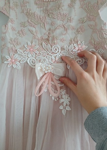 Dantel Detaylı Kız Çocuk Pembe Elbise - Görsel 9