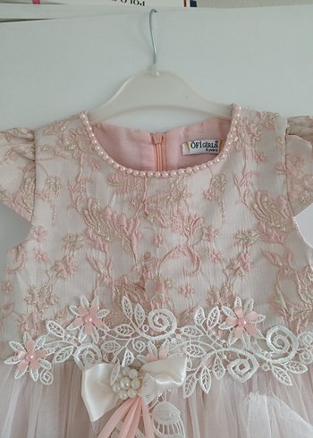 Dantel Detaylı Kız Çocuk Pembe Elbise - Görsel 7
