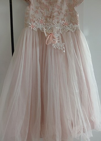 5 Yaş Beden Dantel Detaylı Kız Çocuk Pembe Elbise
