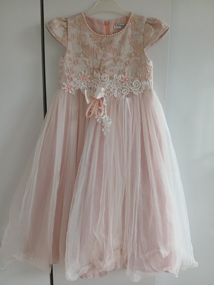 Dantel Detaylı Kız Çocuk Pembe Elbise - Görsel 5