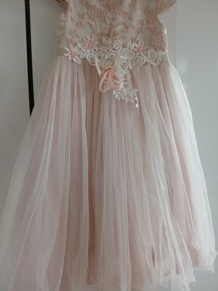 Dantel Detaylı Kız Çocuk Pembe Elbise - Görsel 3