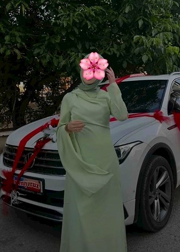 Yeşil Drapeli Uzun abiye - Görsel 2