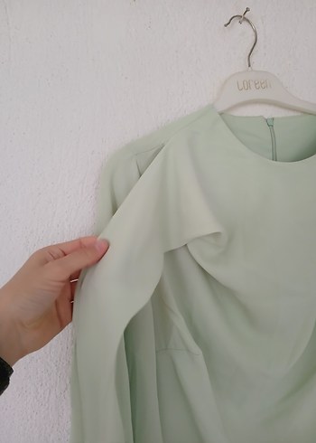 Yeşil Drapeli Uzun abiye - Görsel 10