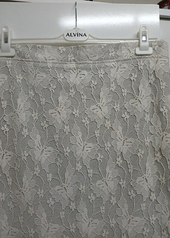 Bej Dantel Detaylı Triko Etek - Görsel 4