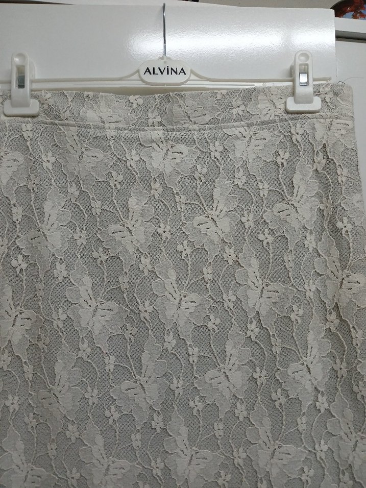 Bej Dantel Detaylı Triko Etek - Görsel 4