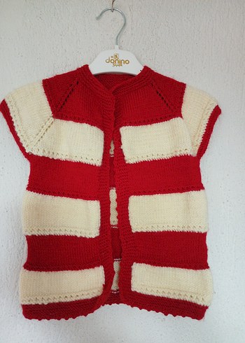 bordo krem çocuk yelek - Görsel 5