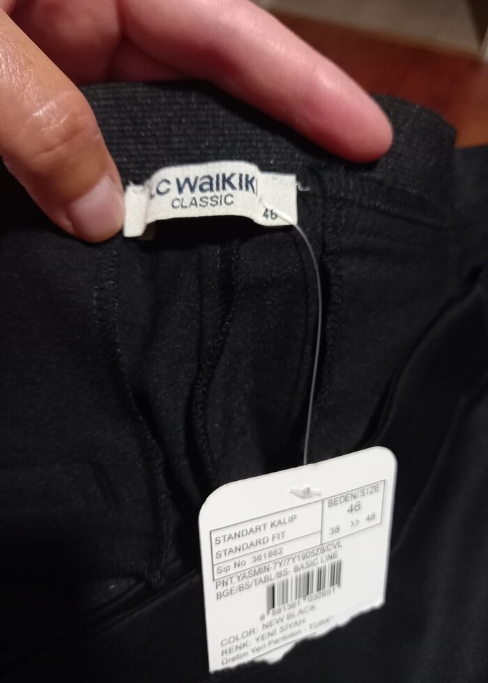 LCWAIKIKI Siyah Beli Lastikli Loose Fit Kadın Pantolon - Görsel 4
