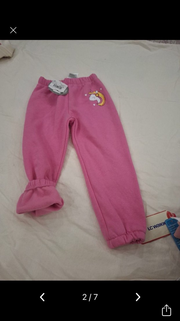 Kız Çocuk Renkli Pembe Rahat Pantolonlar 1 adet - Görsel 2