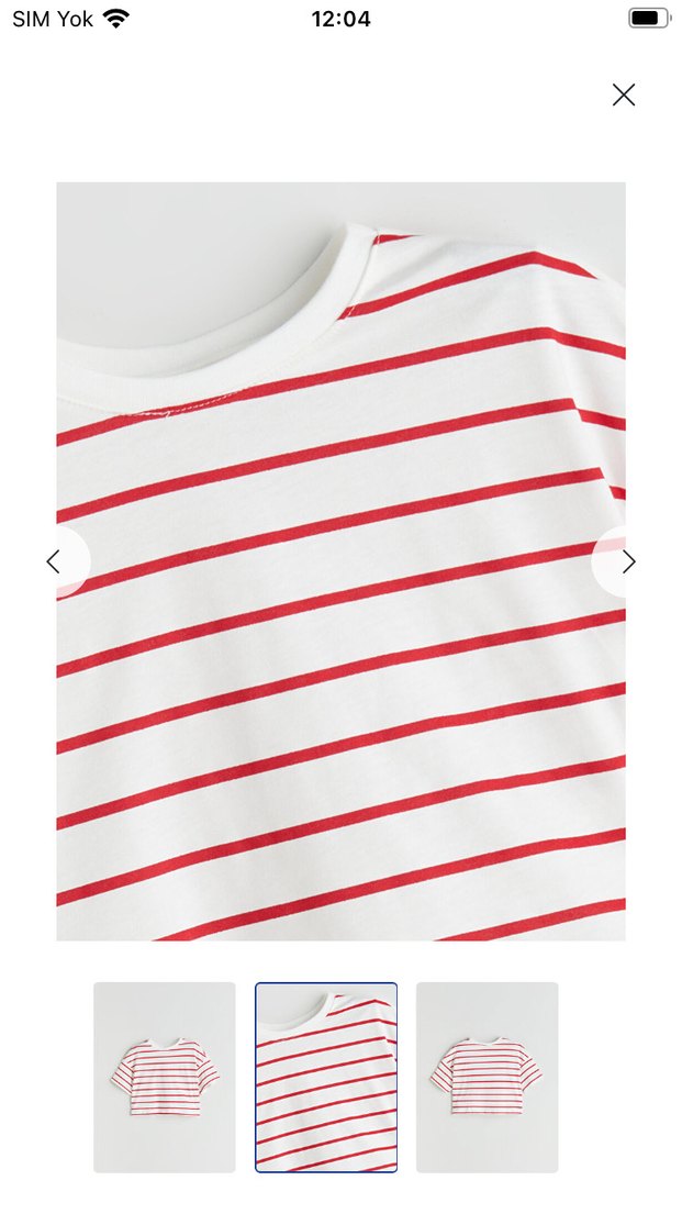 Kırmızı Çizgili Kısa Kollu Crop Tişört - Görsel 2