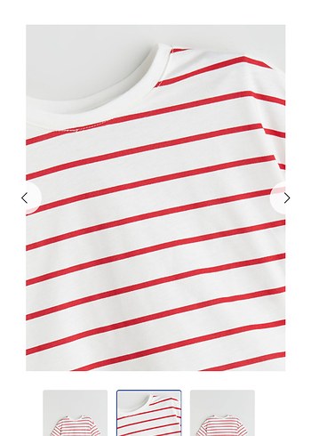 Kırmızı Çizgili Kısa Kollu Crop Tişört - Görsel 2