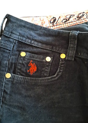 Lacivert Düğmeli Kadın Polo Kadife Pantolon - Görsel 3