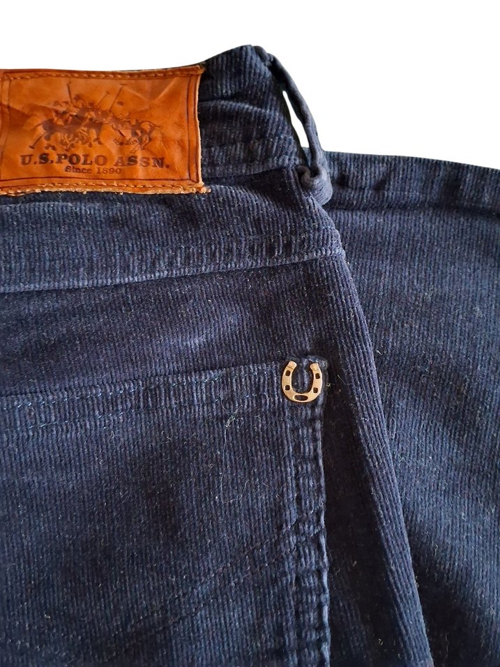 Lacivert Düğmeli Kadın Polo Kadife Pantolon - Görsel 5