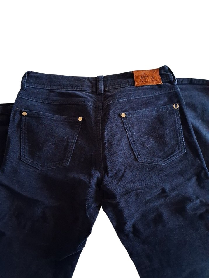 Lacivert Düğmeli Kadın Polo Kadife Pantolon - Görsel 4