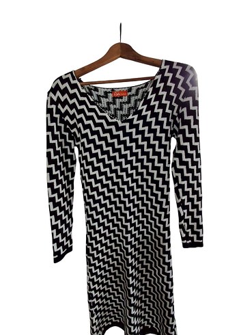 Zebra Desenli Uzun Kollu Triko Elbise - Görsel 4