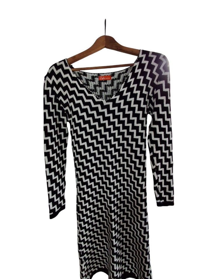 Zebra Desenli Uzun Kollu Triko Elbise - Görsel 4