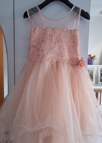 Pembe tüllü kız Çocuk Abiye Elbise - Görsel 3