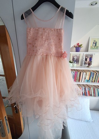 Pembe tüllü kız Çocuk Abiye Elbise - Görsel 2