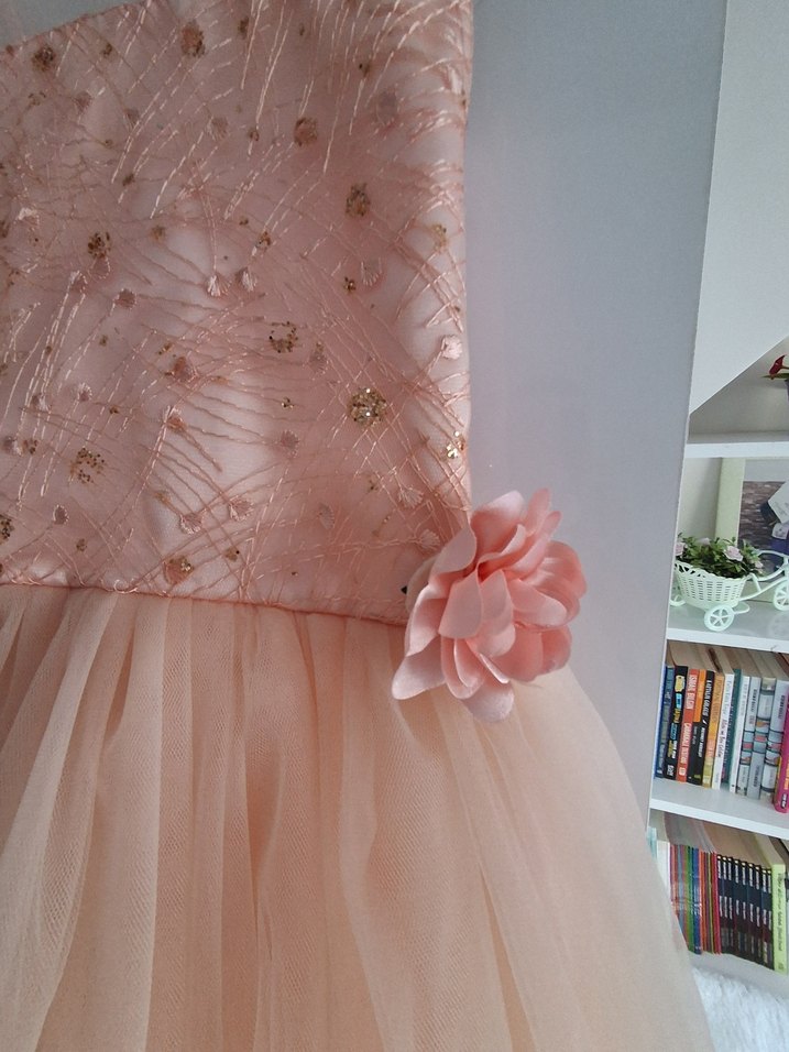 Pembe tüllü kız Çocuk Abiye Elbise - Görsel 4