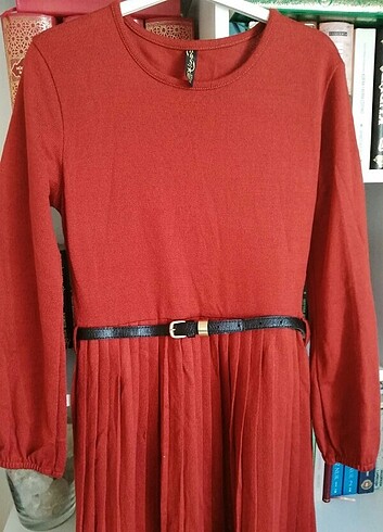 Kahverengi triko elbise - Görsel 5