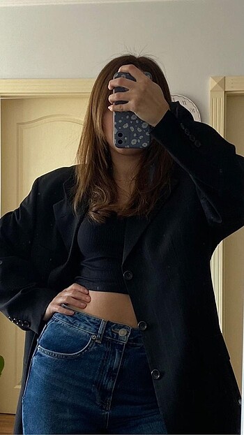 American Vintage Siyah oversize blazer ceket üst
