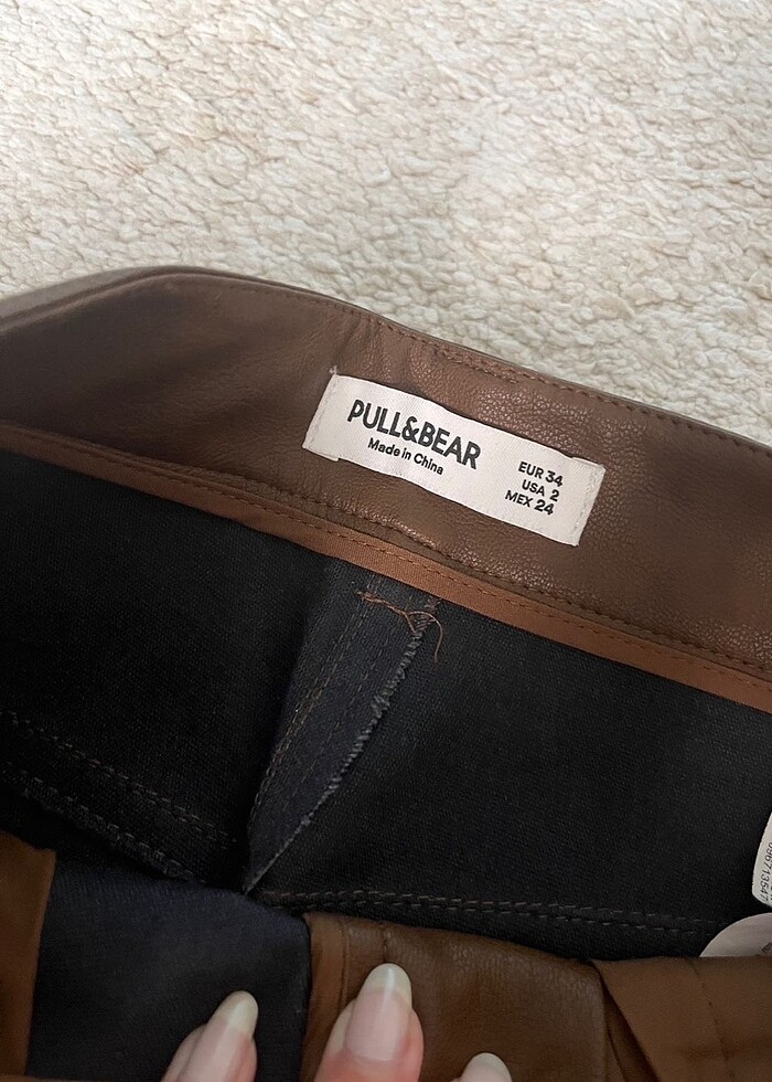 Kahverengi deri pantolon - Görsel 3