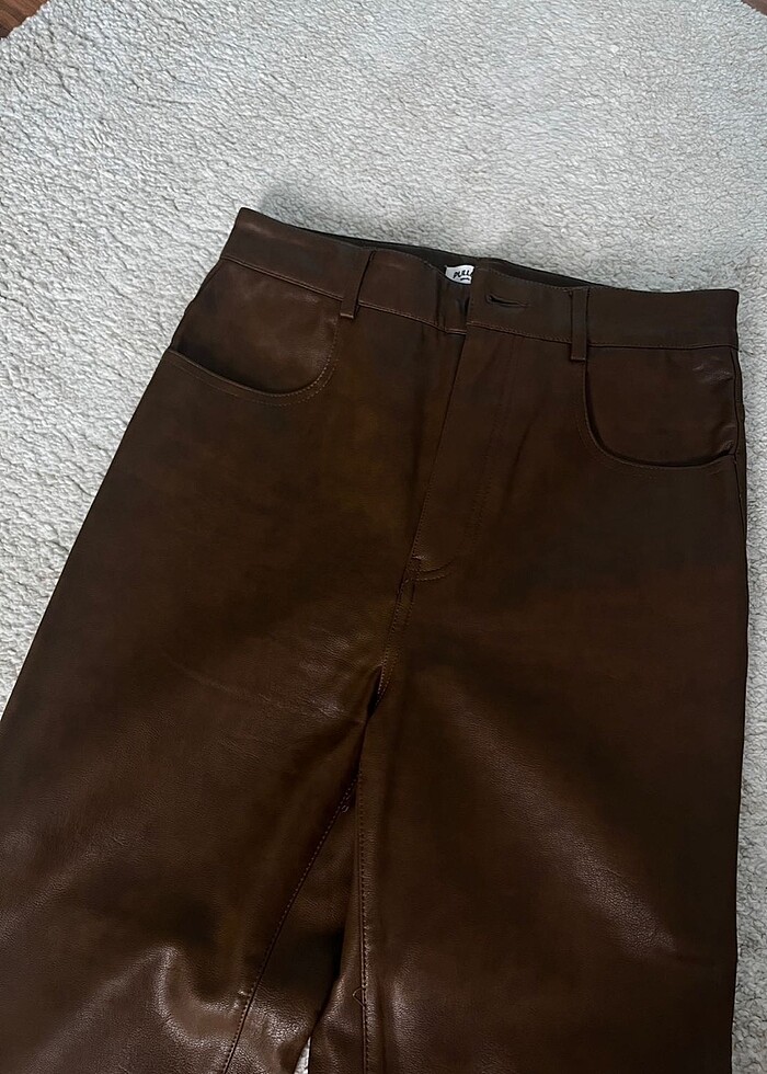 Kahverengi deri pantolon - Görsel 4