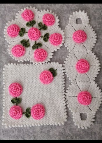 Pembe Güllü El Örgüsü çeyizlik lifler