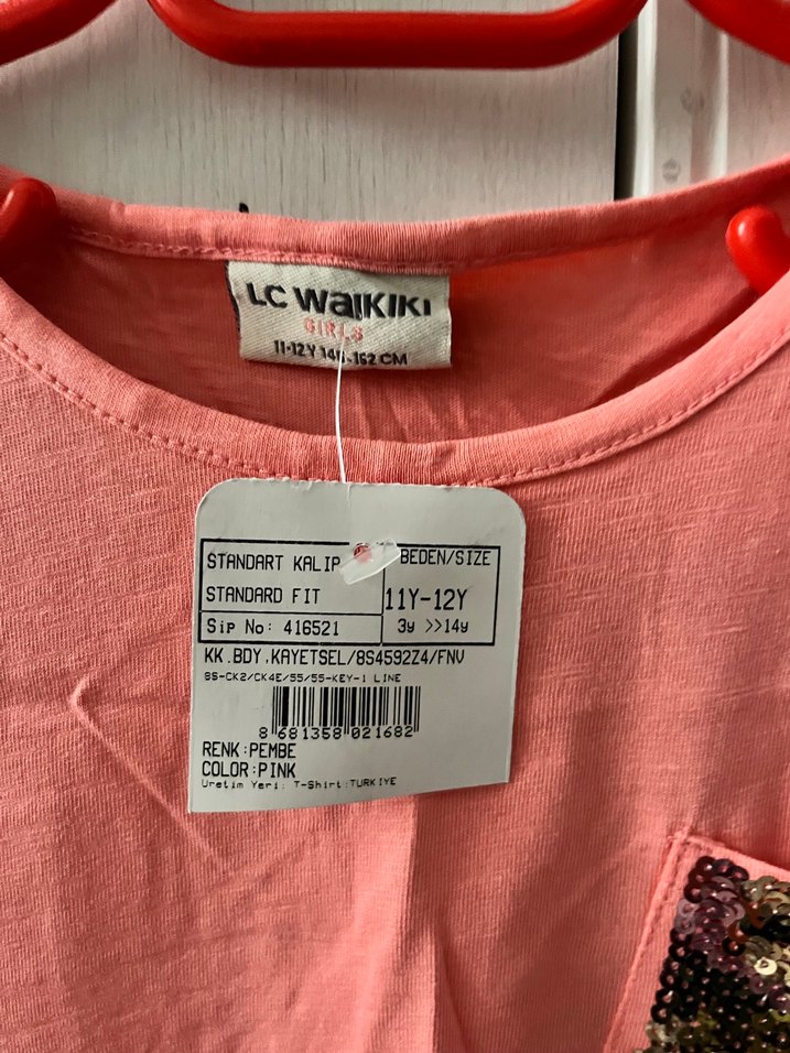 Kız Çocuk Etiketli Pembe Kısa Kollu Tişört - Görsel 3