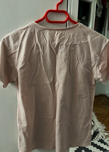 Pembe Baskılı Kısa Kollu Kız çocuk Tişört - Görsel 2