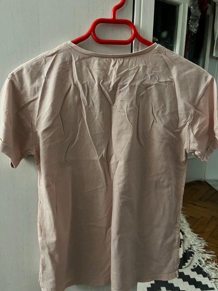 Pembe Baskılı Kısa Kollu Kız çocuk Tişört - Görsel 2