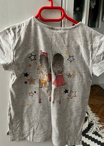 Kız Çocuk Gri Baskılı Kısa Kollu Tişört - Görsel 2