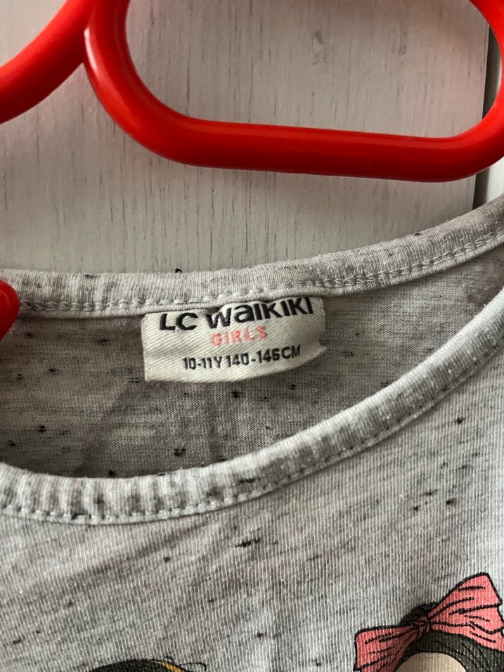 Kız Çocuk Gri Baskılı Kısa Kollu Tişört - Görsel 3