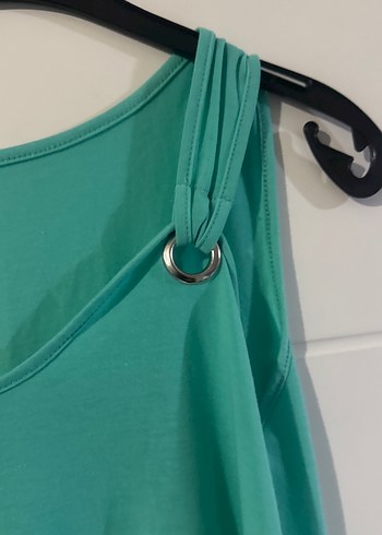 Turkuaz Drapeli Askısız Kadın Atlet - Görsel 2