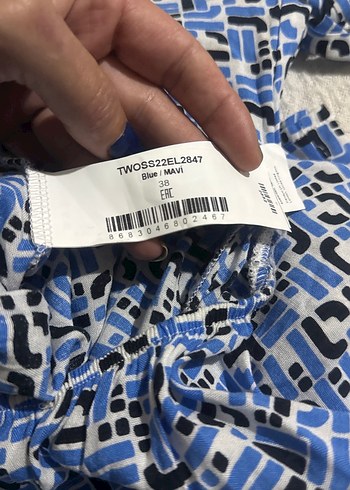 Mavi Bağcıklı Bohem Mini elbise - Görsel 6