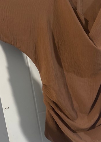 Drapeli Kadın Bluz, Kahve - Görsel 4