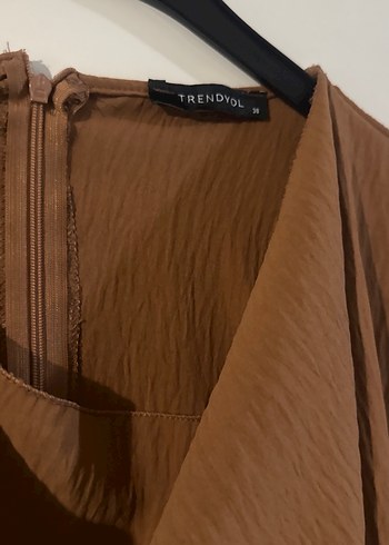 Drapeli Kadın Bluz, Kahve - Görsel 5