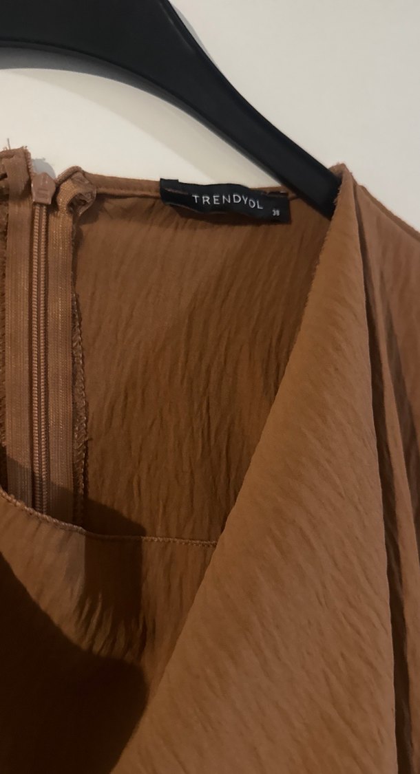 Drapeli Kadın Bluz, Kahve - Görsel 5