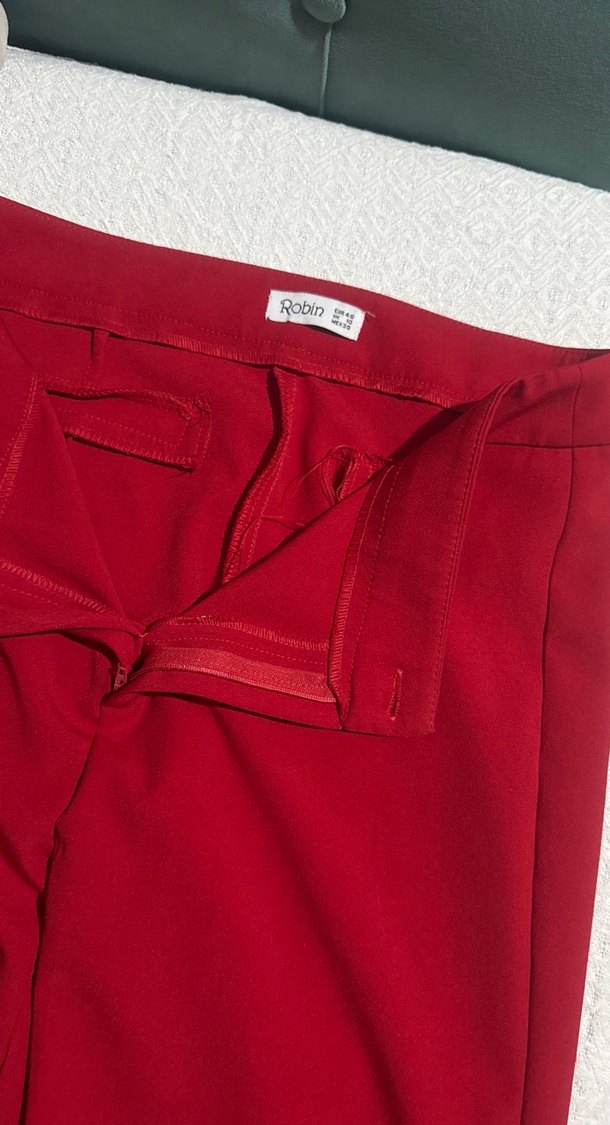 Kadın Kırmızı Kumaş Pantolon - Görsel 4