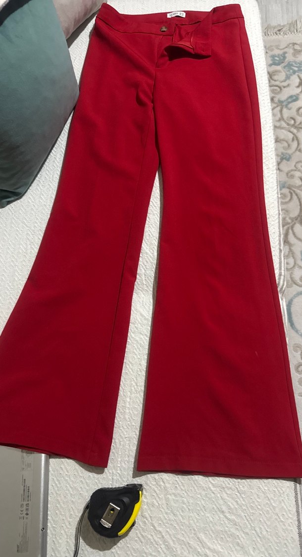 Kadın Kırmızı Kumaş Pantolon - Görsel 3