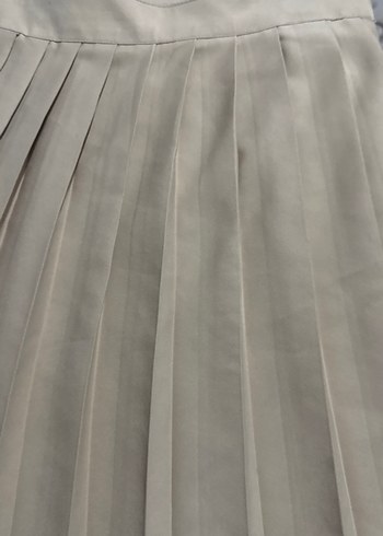 Bej Pilili Midi Kadın Etek - Görsel 3