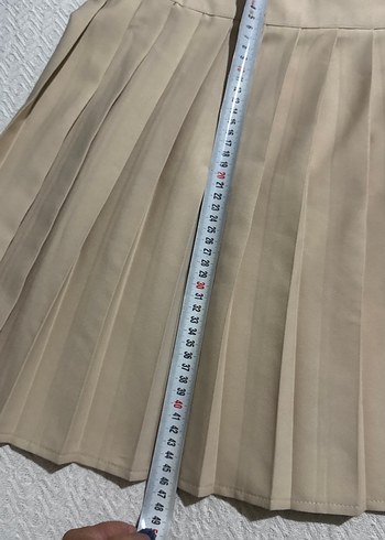 Bej Pilili Midi Kadın Etek - Görsel 2