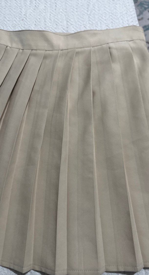Bej Pilili Midi Kadın Etek - Görsel 3