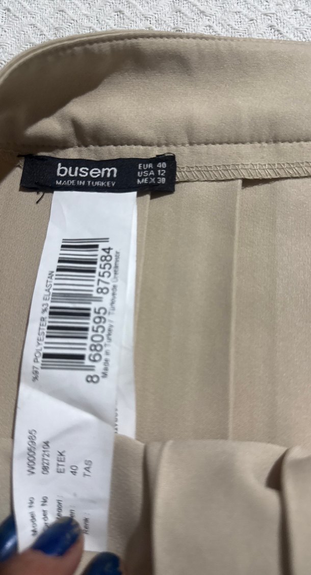 Bej Pilili Midi Kadın Etek - Görsel 4