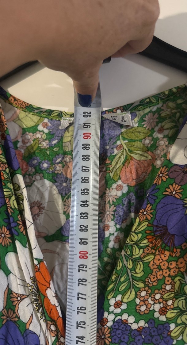 Bohem Çok Renkli Midi V Yaka Elbise - Görsel 4