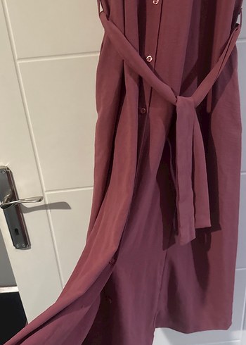 Kuşaklı gül kurusu Kadın Uzun Elbise - Görsel 3